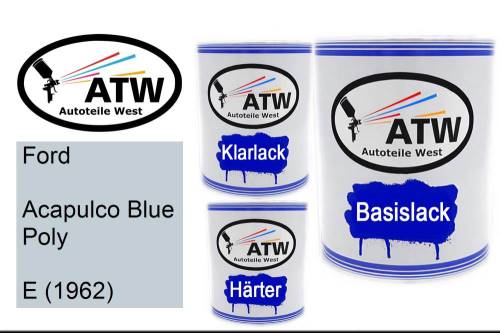 Ford, Acapulco Blue Poly, E (1962): 1L Lackdose + 1L Klarlack + 500ml Härter - Set, von ATW Autoteile West.